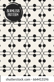 Abstract concept vector monochrome geometric pattern. Black and white minimal background. Creative illustration template. Seamless stylish texture. For wallpaper, surface, web design, textile, decor