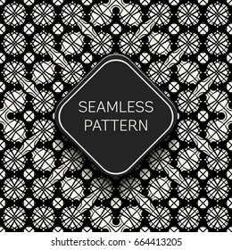 Abstract concept vector monochrome geometric pattern. Black and white minimal background. Creative illustration template. Seamless stylish texture. For wallpaper, surface, web design, textile, decor