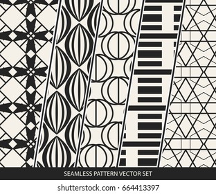 Abstract concept vector monochrome geometric pattern. Black and white minimal background. Creative illustration template. Seamless stylish texture. For wallpaper, surface, web design, textile, decor
