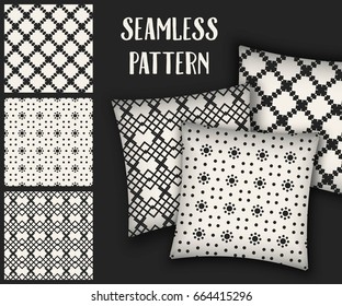 Abstract concept vector monochrome geometric pattern. Black and white minimal background. Creative illustration template. Seamless stylish texture. For wallpaper, surface, web design, textile, decor