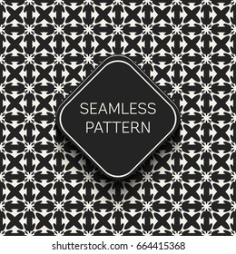 Abstract concept vector monochrome geometric pattern. Black and white minimal background. Creative illustration template. Seamless stylish texture. For wallpaper, surface, web design, textile, decor