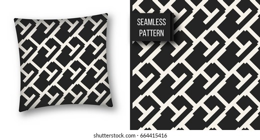 Abstract concept vector monochrome geometric pattern. Black and white minimal background. Creative illustration template. Seamless stylish texture. For wallpaper, surface, web design, textile, decor