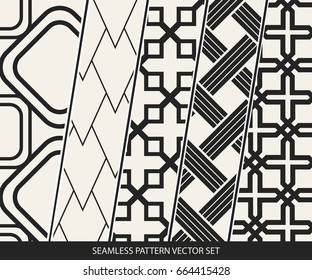 Abstract concept vector monochrome geometric pattern. Black and white minimal background. Creative illustration template. Seamless stylish texture. For wallpaper, surface, web design, textile, decor