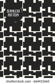 Abstract concept vector monochrome geometric pattern. Black and white minimal background. Creative illustration template. Seamless stylish texture. For wallpaper, surface, web design, textile, decor