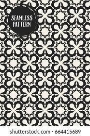 Abstract concept vector monochrome geometric pattern. Black and white minimal background. Creative illustration template. Seamless stylish texture. For wallpaper, surface, web design, textile, decor