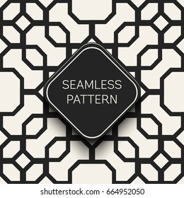 Abstract concept vector monochrome geometric pattern. Black and white minimal background. Creative illustration template. Seamless stylish texture. For wallpaper, surface, web design, textile, decor
