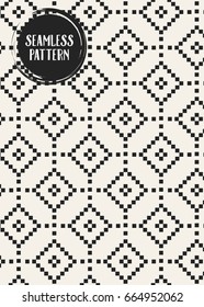 Abstract concept vector monochrome geometric pattern. Black and white minimal background. Creative illustration template. Seamless stylish texture. For wallpaper, surface, web design, textile, decor