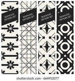 Abstract concept vector monochrome geometric pattern. Black and white minimal background. Creative illustration template. Seamless stylish texture. For wallpaper, surface, web design, textile, decor