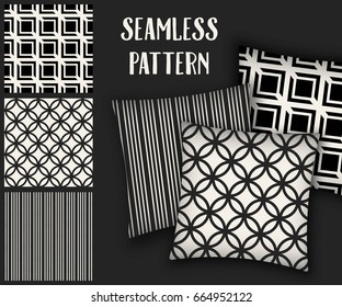 Abstract concept vector monochrome geometric pattern. Black and white minimal background. Creative illustration template. Seamless stylish texture. For wallpaper, surface, web design, textile, decor