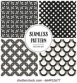 Abstract concept vector monochrome geometric pattern. Black and white minimal background. Creative illustration template. Seamless stylish texture. For wallpaper, surface, web design, textile, decor