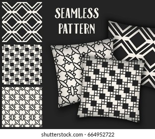 Abstract concept vector monochrome geometric pattern. Black and white minimal background. Creative illustration template. Seamless stylish texture. For wallpaper, surface, web design, textile, decor