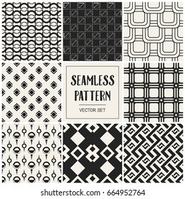 Abstract concept vector monochrome geometric pattern. Black and white minimal background. Creative illustration template. Seamless stylish texture. For wallpaper, surface, web design, textile, decor