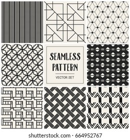 Abstract concept vector monochrome geometric pattern. Black and white minimal background. Creative illustration template. Seamless stylish texture. For wallpaper, surface, web design, textile, decor