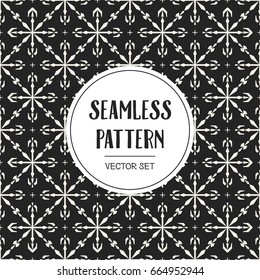 Abstract concept vector monochrome geometric pattern. Black and white minimal background. Creative illustration template. Seamless stylish texture. For wallpaper, surface, web design, textile, decor