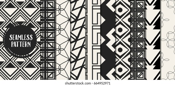 Abstract concept vector monochrome geometric pattern. Black and white minimal background. Creative illustration template. Seamless stylish texture. For wallpaper, surface, web design, textile, decor