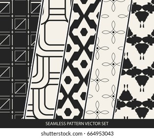 Abstract concept vector monochrome geometric pattern. Black and white minimal background. Creative illustration template. Seamless stylish texture. For wallpaper, surface, web design, textile, decor