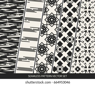 Abstract concept vector monochrome geometric pattern. Black and white minimal background. Creative illustration template. Seamless stylish texture. For wallpaper, surface, web design, textile, decor