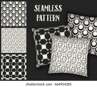Abstract concept vector monochrome geometric pattern. Black and white minimal background. Creative illustration template. Seamless stylish texture. For wallpaper, surface, web design, textile, decor