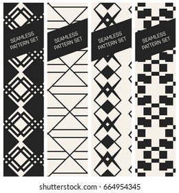 Abstract concept vector monochrome geometric pattern. Black and white minimal background. Creative illustration template. Seamless stylish texture. For wallpaper, surface, web design, textile, decor