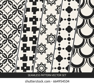Abstract concept vector monochrome geometric pattern. Black and white minimal background. Creative illustration template. Seamless stylish texture. For wallpaper, surface, web design, textile, decor