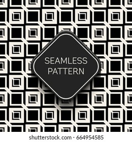 Abstract concept vector monochrome geometric pattern. Black and white minimal background. Creative illustration template. Seamless stylish texture. For wallpaper, surface, web design, textile, decor