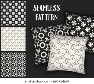 Abstract concept vector monochrome geometric pattern. Black and white minimal background. Creative illustration template. Seamless stylish texture. For wallpaper, surface, web design, textile, decor
