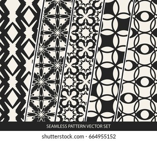 Abstract concept vector monochrome geometric pattern. Black and white minimal background. Creative illustration template. Seamless stylish texture. For wallpaper, surface, web design, textile, decor