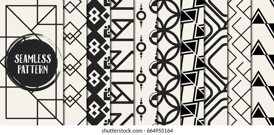 Abstract concept vector monochrome geometric pattern. Black and white minimal background. Creative illustration template. Seamless stylish texture. For wallpaper, surface, web design, textile, decor
