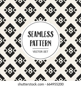 Abstract concept vector monochrome geometric pattern. Black and white minimal background. Creative illustration template. Seamless stylish texture. For wallpaper, surface, web design, textile, decor