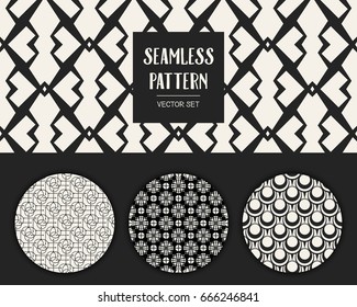 Abstract concept vector monochrome geometric pattern. Black and white minimal background. Creative illustration template. Seamless stylish texture. For wallpaper, surface, web design, textile, decor