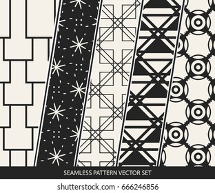 Abstract concept vector monochrome geometric pattern. Black and white minimal background. Creative illustration template. Seamless stylish texture. For wallpaper, surface, web design, textile, decor