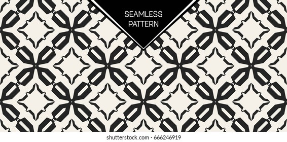 Abstract concept vector monochrome geometric pattern. Black and white minimal background. Creative illustration template. Seamless stylish texture. For wallpaper, surface, web design, textile, decor