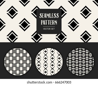 Abstract concept vector monochrome geometric pattern. Black and white minimal background. Creative illustration template. Seamless stylish texture. For wallpaper, surface, web design, textile, decor