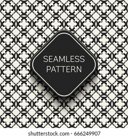 Abstract concept vector monochrome geometric pattern. Black and white minimal background. Creative illustration template. Seamless stylish texture. For wallpaper, surface, web design, textile, decor
