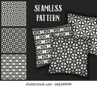 Abstract concept vector monochrome geometric pattern. Black and white minimal background. Creative illustration template. Seamless stylish texture. For wallpaper, surface, web design, textile, decor