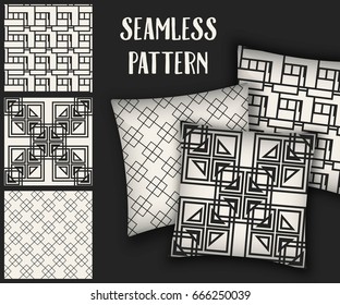 Abstract concept vector monochrome geometric pattern. Black and white minimal background. Creative illustration template. Seamless stylish texture. For wallpaper, surface, web design, textile, decor