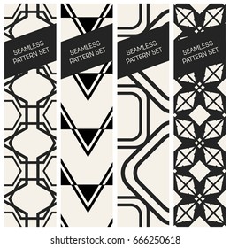 Abstract concept vector monochrome geometric pattern. Black and white minimal background. Creative illustration template. Seamless stylish texture. For wallpaper, surface, web design, textile, decor