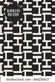 Abstract concept vector monochrome geometric pattern. Black and white minimal background. Creative illustration template. Seamless stylish texture. For wallpaper, surface, web design, textile, decor