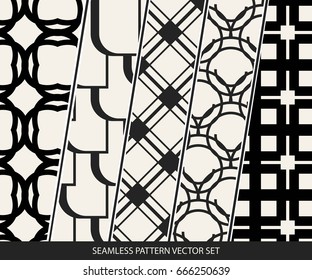 Abstract concept vector monochrome geometric pattern. Black and white minimal background. Creative illustration template. Seamless stylish texture. For wallpaper, surface, web design, textile, decor