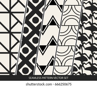 Abstract concept vector monochrome geometric pattern. Black and white minimal background. Creative illustration template. Seamless stylish texture. For wallpaper, surface, web design, textile, decor