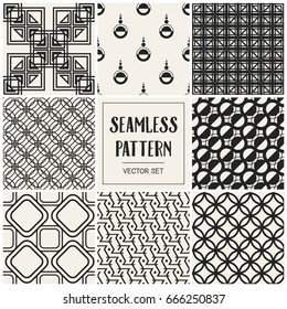 Abstract concept vector monochrome geometric pattern. Black and white minimal background. Creative illustration template. Seamless stylish texture. For wallpaper, surface, web design, textile, decor