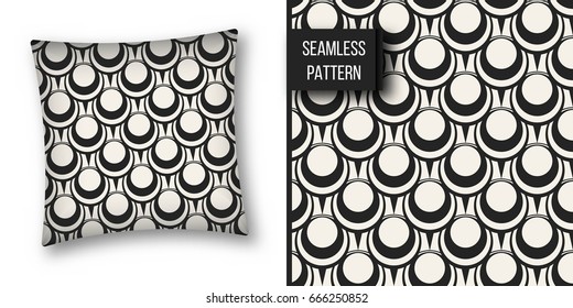 Abstract concept vector monochrome geometric pattern. Black and white minimal background. Creative illustration template. Seamless stylish texture. For wallpaper, surface, web design, textile, decor