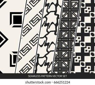 Abstract concept vector monochrome geometric pattern. Black and white minimal background. Creative illustration template. Seamless stylish texture. For wallpaper, surface, web design, textile, decor