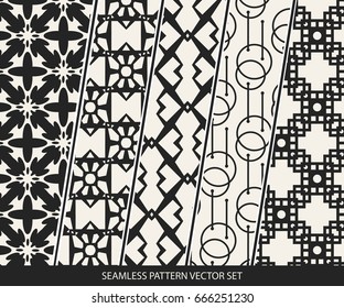 Abstract concept vector monochrome geometric pattern. Black and white minimal background. Creative illustration template. Seamless stylish texture. For wallpaper, surface, web design, textile, decor
