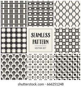 Abstract concept vector monochrome geometric pattern. Black and white minimal background. Creative illustration template. Seamless stylish texture. For wallpaper, surface, web design, textile, decor