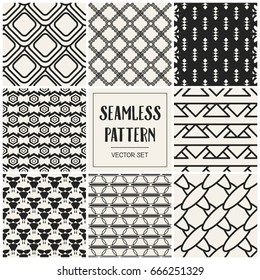 Abstract concept vector monochrome geometric pattern. Black and white minimal background. Creative illustration template. Seamless stylish texture. For wallpaper, surface, web design, textile, decor