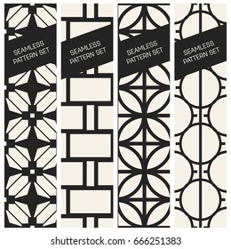 Abstract concept vector monochrome geometric pattern. Black and white minimal background. Creative illustration template. Seamless stylish texture. For wallpaper, surface, web design, textile, decor