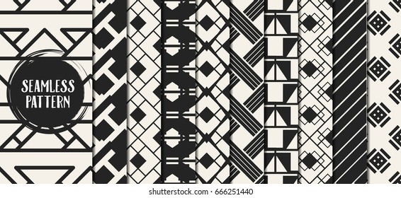 Abstract concept vector monochrome geometric pattern. Black and white minimal background. Creative illustration template. Seamless stylish texture. For wallpaper, surface, web design, textile, decor