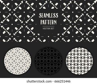 Abstract concept vector monochrome geometric pattern. Black and white minimal background. Creative illustration template. Seamless stylish texture. For wallpaper, surface, web design, textile, decor