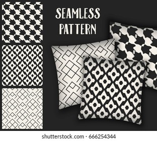 Abstract concept vector monochrome geometric pattern. Black and white minimal background. Creative illustration template. Seamless stylish texture. For wallpaper, surface, web design, textile, decor